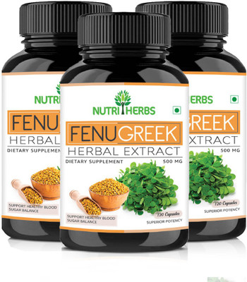 

Nutriherbs Fenugreek Extract 500mg (120 Capsules) | Best Fenugreek Supplements(3 No)