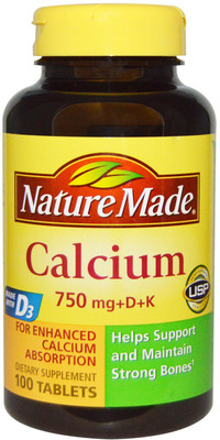 

Nature Made Calcium 750 mg +D + K 100 Tablets(100 No)