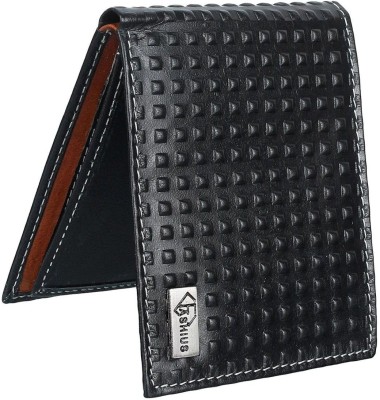 Fashius Men Casual Black Genuine Leather Wallet(4 Card Slots)