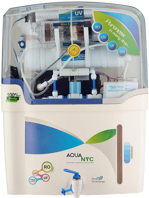 

Aqua Fresh nyc blu ro+uv+uf+tds+mineral 15 L 15 L RO + UV + UF + TDS Water Purifier(White, Blue), Blue;white