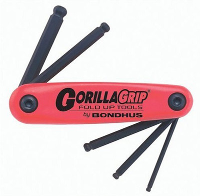 BONDHUS 12897 Set 5 Ball End GorillaGrip Fold-up Tools 5-10mm Allen Key Set