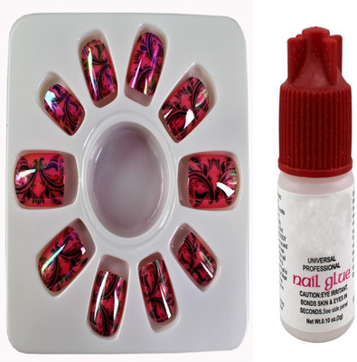 

Ear Lobe & Accessories Mirror Finish Glossy Full Cover 24 Nails With Glue Multicolour(Pack of 24)