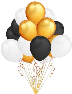 

Riit Solid Metallic Balloons for Birthday Decoration (50, Black And Yellow) Balloon(White, Black, Gold, Pack of 50)