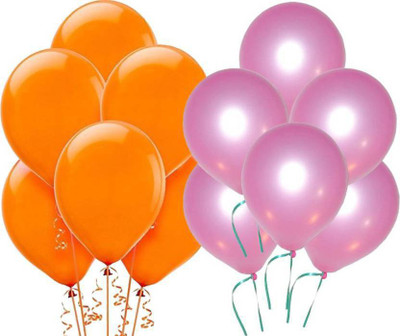 

Riit Solid Metallic Balloons for Birthday Decoration (50, Orange And Pink) Balloon(Orange, Pink, Pack of 50)