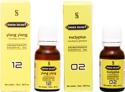 

SHEER SECRET EUCLYPTUS ESSENTIAL OIL, YLANG YLANG ESSENTIAL OIL (15ML EACH)(30 ml)