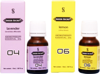 

SHEER SECRET LAVENDER ESSENTIAL OIL, LEMON ESSENTIAL OIL (15ML EACH)(30 ml)