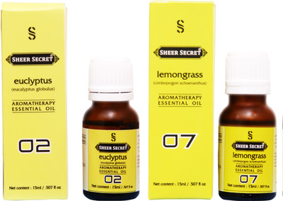 

SHEER SECRET EUCLYPTUS ESSENTIAL OIL, LEMONGRASS ESSENTIAL OIL (15ML EACH)(30 ml)