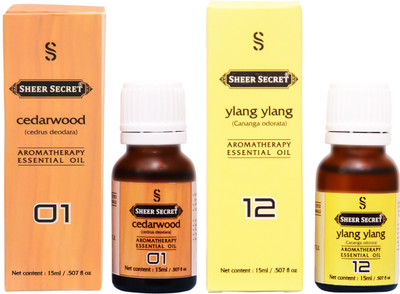 

SHEER SECRET CEDARWOOD ESSENTIAL OIL, YLANG YLANG ESSENTIAL OIL (15ML EACH)(30 ml)