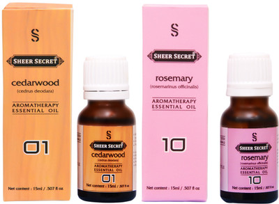 

SHEER SECRET CEDARWOOD ESSENTIAL OIL, ROSEMARY ESSENTIAL OIL (15ML EACH)(30 ml)