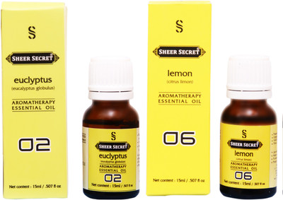 SHEER SECRET EUCLYPTUS ESSENTIAL OIL, LEMON ESSENTIAL OIL (15ML EACH)(30 ml)