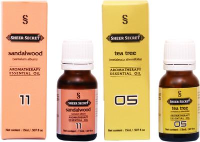 

SHEER SECRET SANDALWOOD ESSENTIAL OIL, TEA TREE ESSENTIAL OIL (15ML EACH)(30 ml)