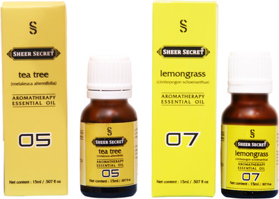 

SHEER SECRET LEMONGRASS ESSENTIAL OIL, TEA TREE ESSENTIAL OIL (15ML EACH)(30 ml)