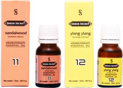 

SHEER SECRET SANDALWOOD ESSENTIAL OIL, YLANG YLANG ESSENTIAL OIL (15ML EACH)(30 ml)