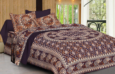 Bombay Spreads 144 TC Cotton Double Self Design Flat Bedsheet(Pack of 1, Red)