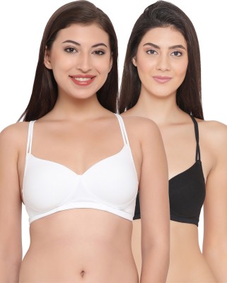 Clovia Women T-Shirt Lightly Padded Bra(White, Black)