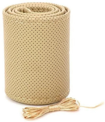 SPEEDZZ Hand Stiched Steering Cover For Fiat Linea(Black, Leatherite)