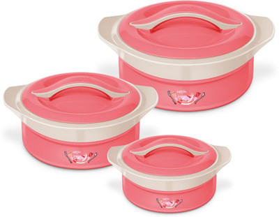 MILTON Insulated Zenith Casserole Jr Gift Set of 3pcs with Lid Handle Pack of 3 Thermoware Casserole Set(1500 ml, 500 ml, 1000 ml)