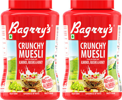 

Bagrry's Crunchy Muesli 1000 GM Jar Pack of 2(2 kg, Plastic Bottle, Pack of 2)