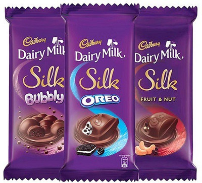 

Cadbury Dairy Milk Silk Large Chocolates Combo, (1XSilk Oreo 130g, 1XSilk Bubbly 120g & 1XSilk Fruit and Nut 137g) Bars(Pack of 3, 387 g)