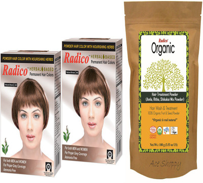 

Radico Herbal Brown Twin Pack With 100% Organic Amla Ritha Shikakai Mix (Hair Treatment)(Set of 3)