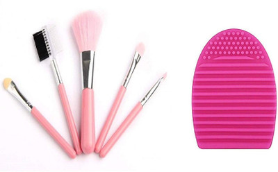 

Boldnyoung Makeup Brush Set of 5 with (Pink) with Brush Egg the Cosmetic Makeup Brush Cleaner(Set of 5)