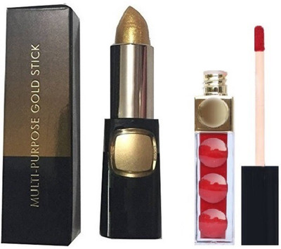 

tanvi27 GOLDEN MULTIPURPOSE STICK WITH RED WATER PROOF SINDOOR(Set of 2)