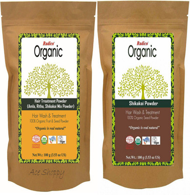 

Radico 100% Organic Amla Ritha Shikakai Mix (Hair Treatment) With 100% Organic Shikakai Powder(Set of 2)