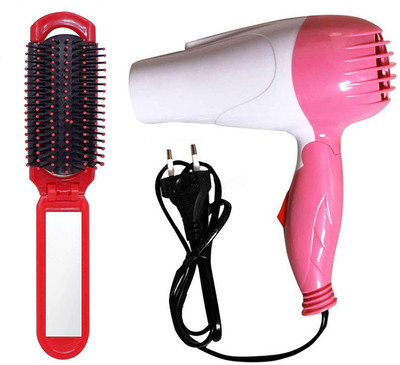 

Fully Combo Of Folding Compact Mirror And Brush With Blow Dryer, Hair Styling Accessories, Travelling Hair Folding Comb For Purse, Easy To Carry, Professional Salon And Parlour Use Hair Dryer For Men And Women Styling Hair, Pack Of 1(Set of 2)