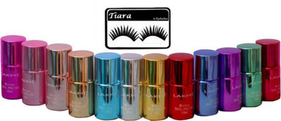 

tiara Eyelashes, Mirror Nail paint Set Of 12.(Set of 13)