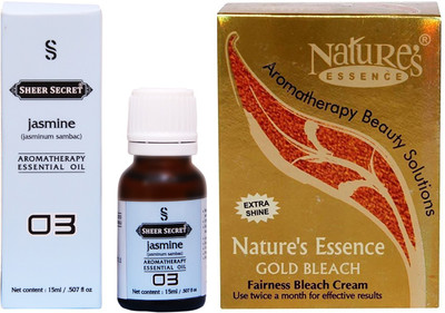 

SHEER SECRET JASMINE ESSENTIAL OIL 15ML and NATURE GOLD BLEACH 43 GRAMS(Set of 2)