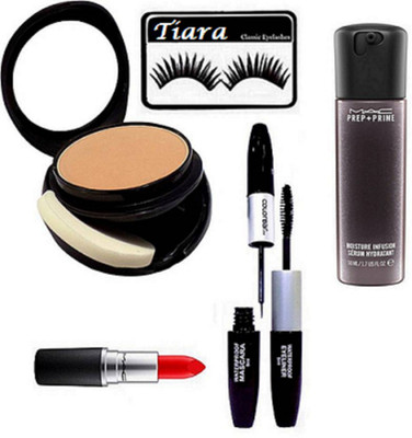 

tiara Eyelashes, Compact,Prep+Prime Infusion Face Serum,Matte Finish Lipstick,Color Bar Eyeliner&Mascara 2 in 1(Set of 4)