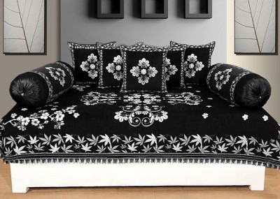 moninfinity Chenille Floral Diwan Set(Black)