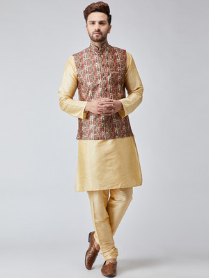 ABH Lifestyle Men Kurta Churidar Ethnic Jacket Set