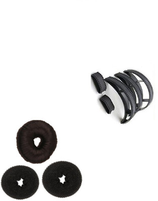 

S R Enterprises hair styling donuts bun and puff bun bumpits(pack of8pcs) Hair Accessory Set(Black)