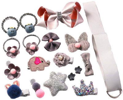 

Babymoon (SET of 18) Mix Style Headwear Set Children Accessories Ribbon Bow with Full Covered Clips Hairpins for Girls Princess Crown Headdress Hair Accessories with Gift Box Hair Band, Hair Clip, Head Band(Grey)