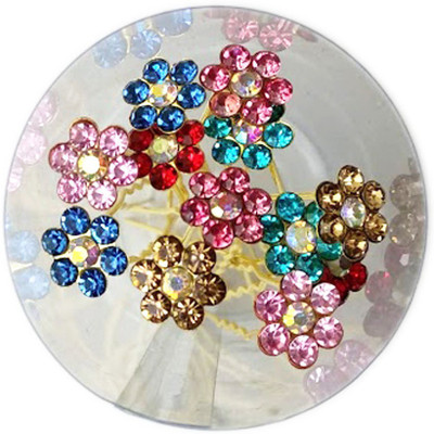 

GaDinStylo Set of 12 Hair Accessories stone Multicolor Juda Pins For Bun Decoration For Women And Girls Hair Pin(Multicolor)