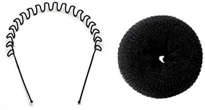 

S R Enterprises hair zigzag head bands hair donut (pack of 2) Hair Accessory Set(Black)
