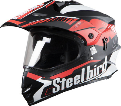 Steelbird SB-42 Airborne Mat Black With Red +P-Cap Motorbike Helmet(Red, MAT BLACK)