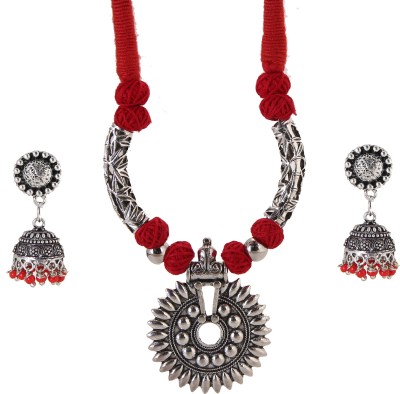 Tandra's Fashion Jewellery Oxidised Silver Red, Silver Jewellery Set(Pack of 1)