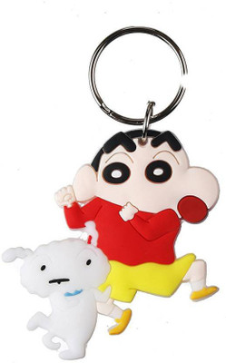 MGP FASHION Shinchan with cute white shiro shocking pose crayon pvc rubber plastic single sided cartoon keyring Key Chain