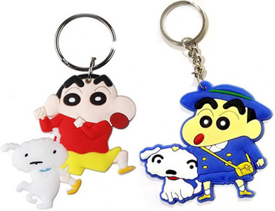 MGP FASHION Shinchan school uniforn and cute shiro crayon pvc rubber plastic single sided keyring combo Key Chain
