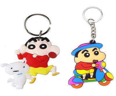 MGP FASHION Shinchan on baby scooter with cute shiro crayon pvc rubber plastic single sided cartoon keyring combo Key Chain