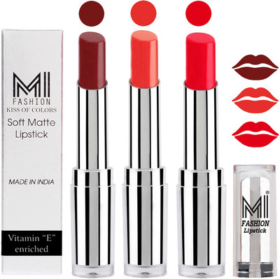 

MI Fashion Single Stroke Bold Application Luxurious Smooth Creamy Matte Lipstick Sets of 3(Maroon Rebel Lipstick,Orange Fever Lipstick,Reddish Orange Lipstick)