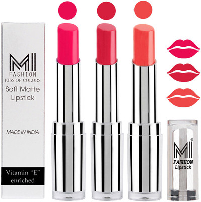 

MI Fashion Single Stroke Bold Application Luxurious Smooth Creamy Matte Lipstick Sets of 3(Rosy Pink Lipstick,Mauve Lipstick,Pouty Pink Lipstick)