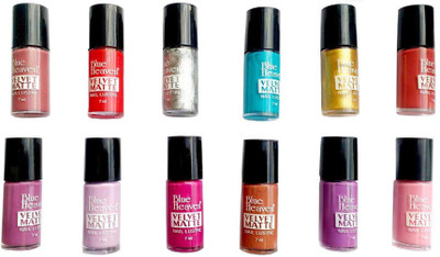 

Blue Heaven Velvet Matte Nail Lustre set of any 12 color multi color(Pack of 12)