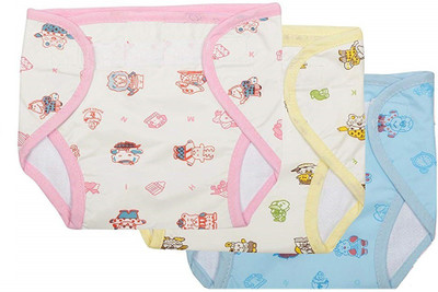 

PEUBUD cotton terry fabric Inside and Non-Toxic PVC Plastic Waterproof Outside U Nappy/ Diaper/Langot (Pack of 3) (0-3 months, Multicolor