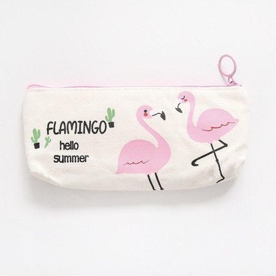 

shoppers stoppers Flamingo Multipurpose Pouches Flamingo Art Polyester Pencil Box(Set of 1, Multicolor)