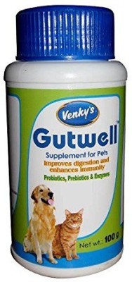 Venky's GW9 - 0052 , Gutwell supplement for pets 100 gm , Improves , Digestion and enhances immunity , Probiotics , prebiotics and enzymes for healthy digestive , imorove digestion , enhance immunity , control hairballs , control cannibalism , Healthy growth , health skin , feed supplement by Pawsit