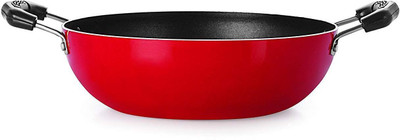 JET JET Non-stick Aluminium kadhai, 3 liters red/black. Kadhai 25 cm diameter with Lid 0 L capacity(Aluminium, Non-stick, Induction Bottom)