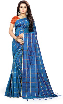 prabhas Self Design Chettinadu Art Silk Saree(Blue)